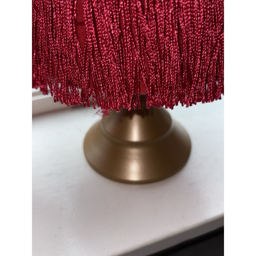 Pink Christmas Trees Set 2 Tassel Fringe Gold Base Tabletop Holiday Decor - Picture 5 of 5